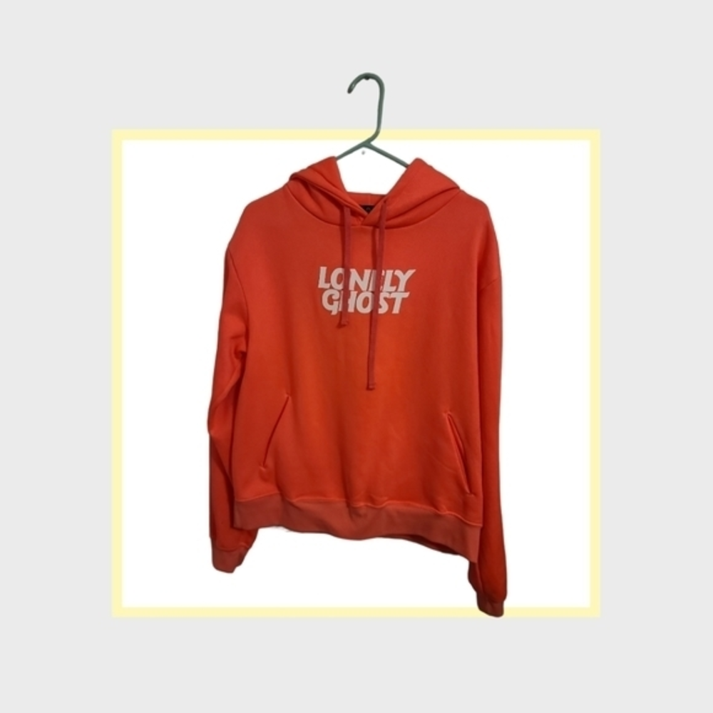 Women's electric pink/orange Lonely Ghost‎ hoodie, size large